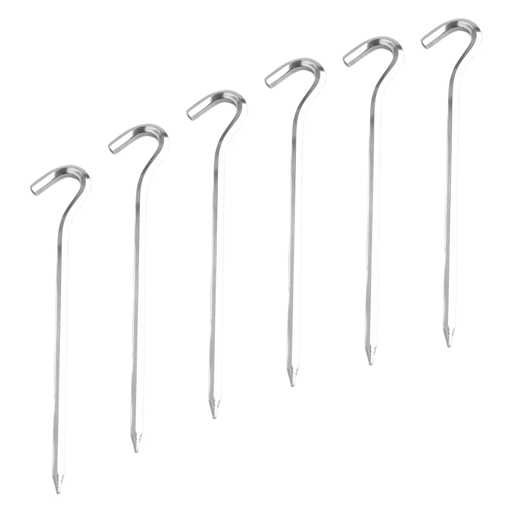 

6 Pcs Canopy Nail Ground Nails Sand Tent Peg Aluminium Alloy Stake Camping Tool Outdoor Fixing Hook Grilling Accessories