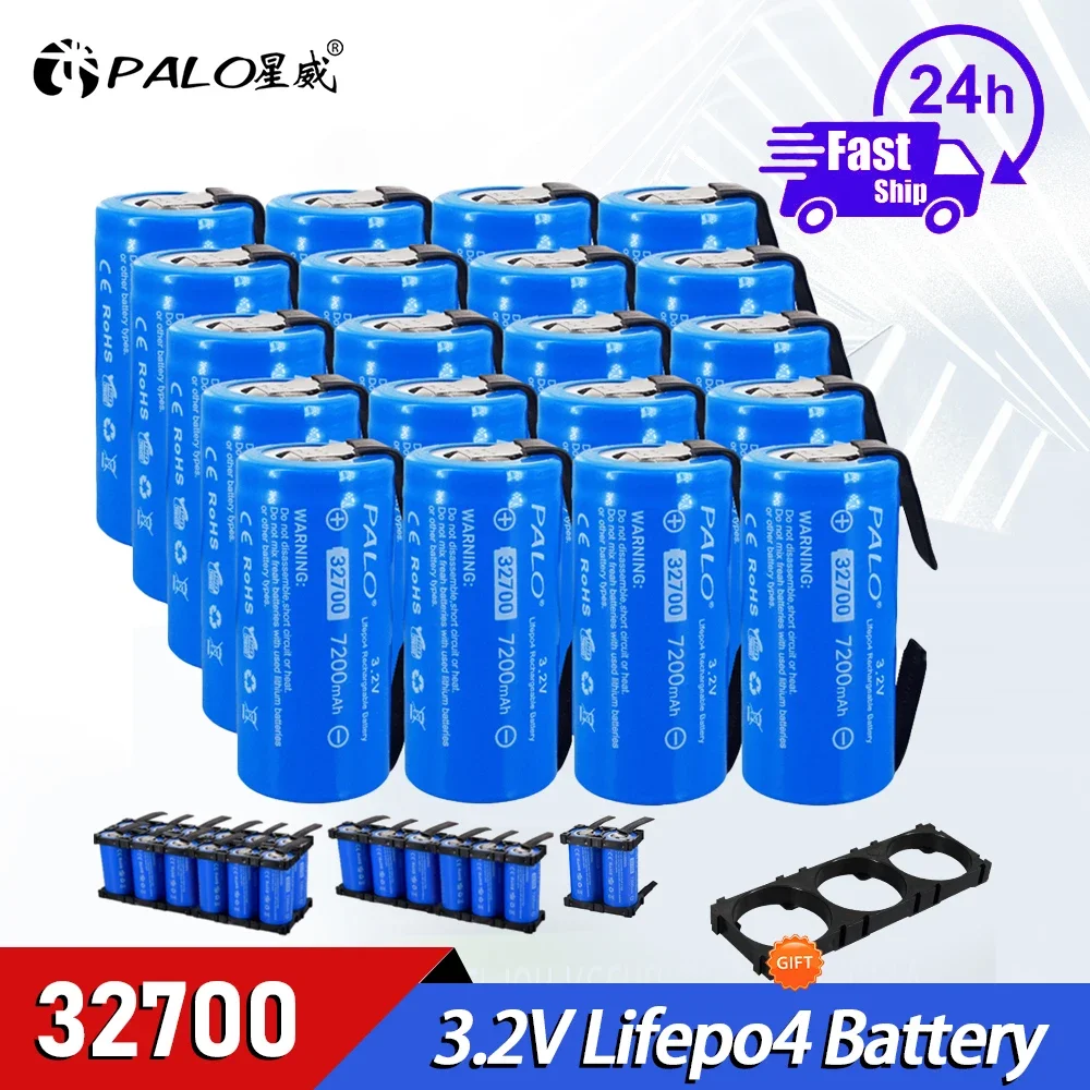 PALO 3.2V 32700 7200mAh LiFePO4 Battery 35A Continuous Discharge Maximum 55A High power battery+DIY Nickel sheets