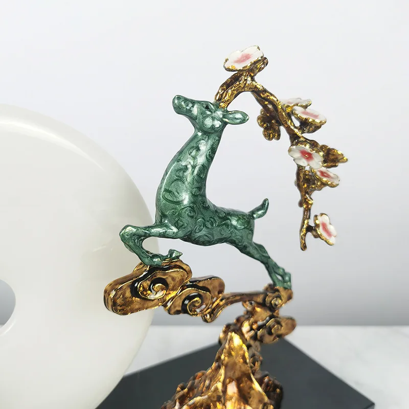 New Chinese jade safety buckle ornament, living room TV cabinet, entrance study decoration ornament, lucky deer housewarming