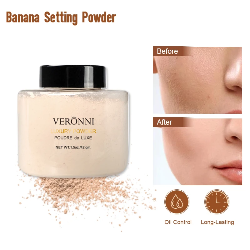 Foundation + Banana Powder + Floral Blush Set – All-in-One Face Makeup Kit, Long-Lasting and Natural Matte Finish, Oil-Control