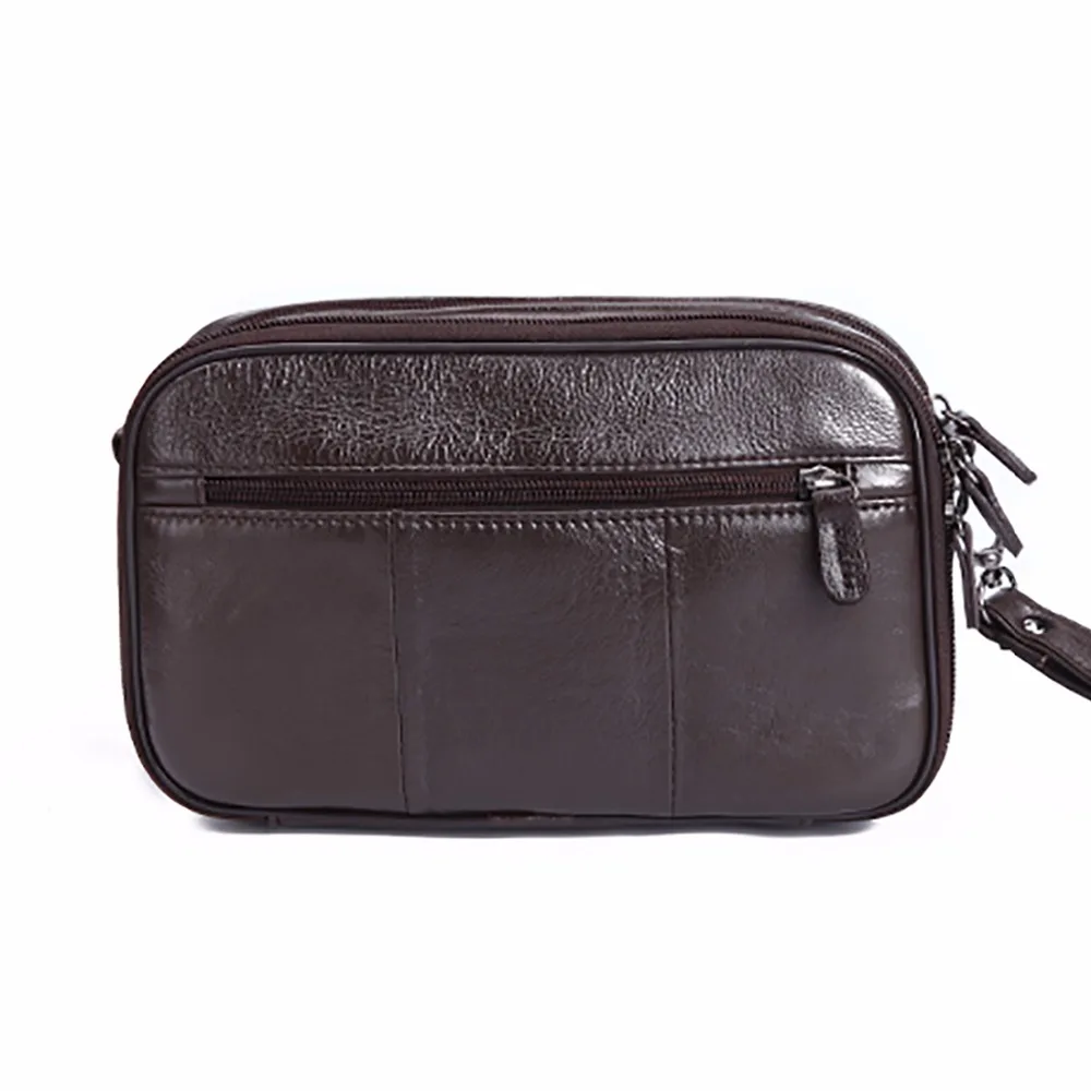 100% Genuine Leather Handy Wrist Wallet Mobile Phone Case Cigarette Purse Pouch First Layer Cowhide Men Business Clutch Bag New