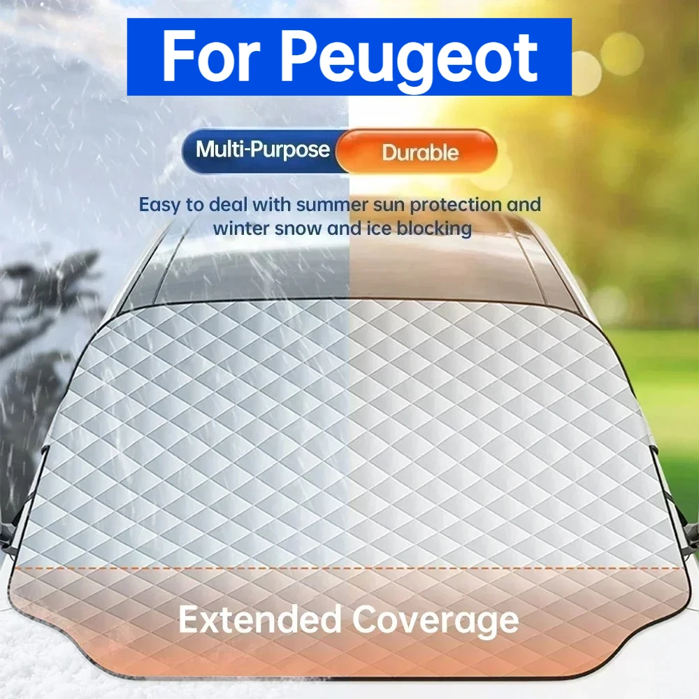 For Peugeot 107 207 208 308 508 2008 3008 5008 Windshield Anti Ice Frost Cover Snowproof UV Protection Exterior Accessories