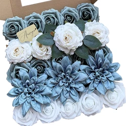 Blue rose artificial flower combination box set, bride bouquet, outdoor/indoor DIY center item, for decoration