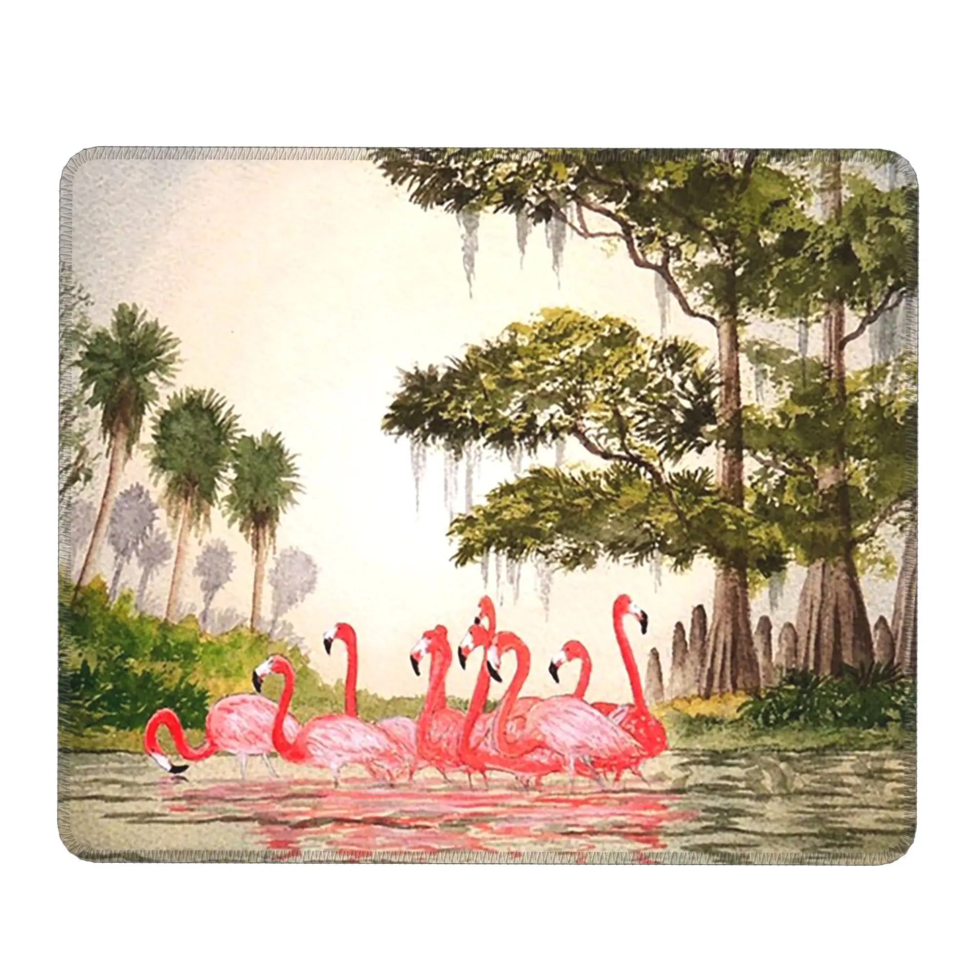Flamingo In The River Forest Scene Mouse Pad Computer Keyboard Mouse Mat Gaming PC Laptop Desk Mat Office Accessories Table Mats