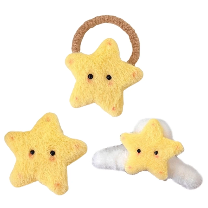 

Girls Hair Clip Lovely Hair Rope Plush Star Stereo Hairpin Elastic Hair Rope for Toddler Hair Styling Supplies