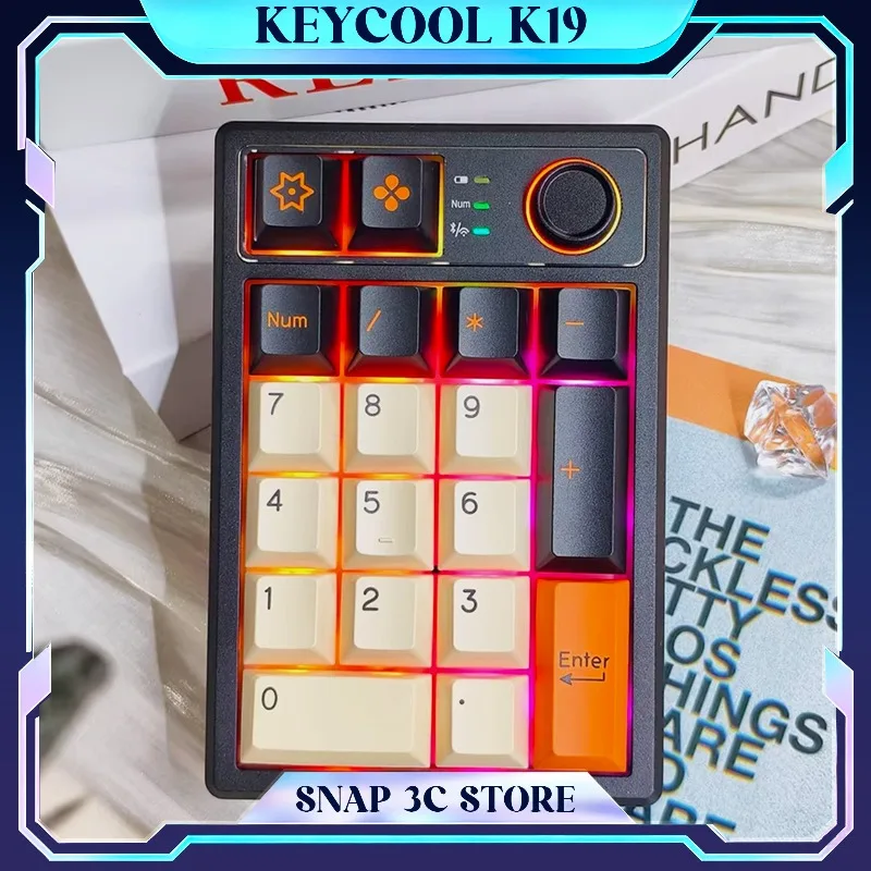 Keycool K19 Wireless Numeric Mechanical Keyboard Bluetooth 2.4G Gasket Mount Numpad with Knob Hot Swap RGB for Laptop Mac