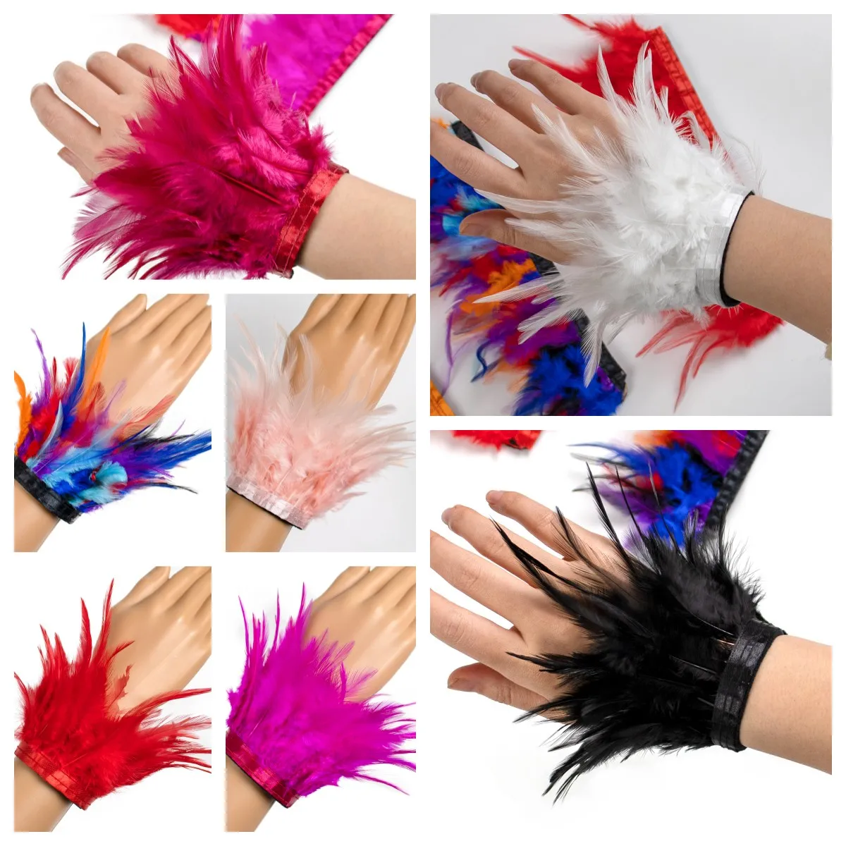 Schickes Hühnerfeder-Armband, Modisches Feder-Armband, Handgefertigter Schmuck für Karnevalskostüm, Tanzaufführung, Deko-Accessoire