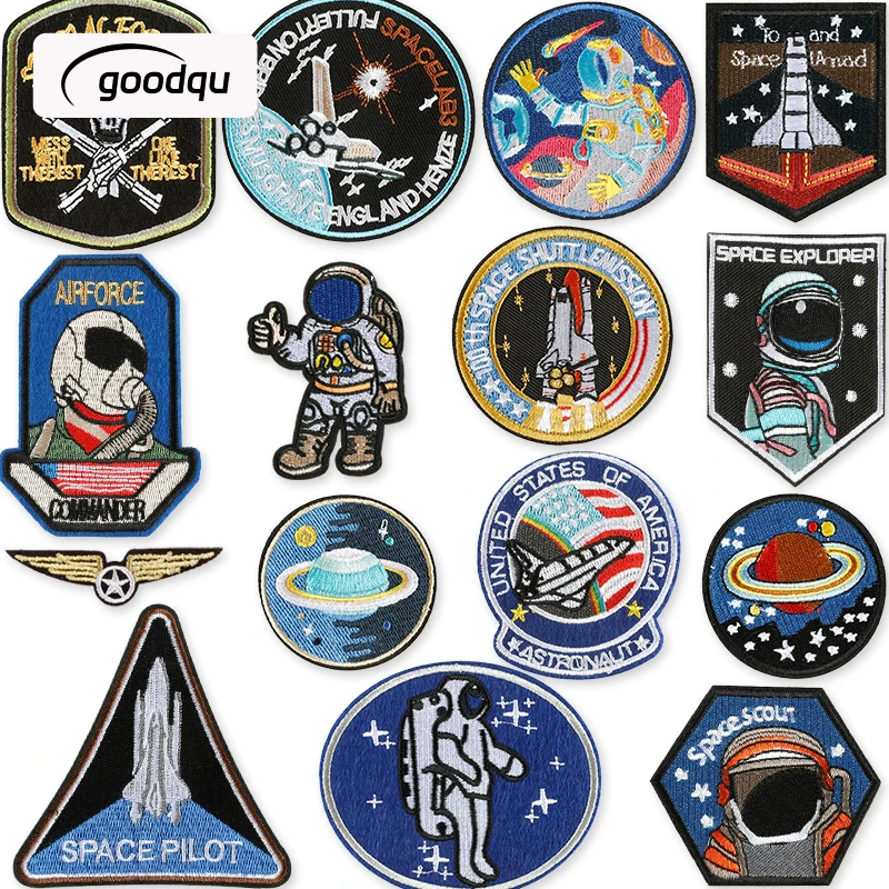 Patches Iron On For Clothes Space Flight Badges Jacket Mochila Parches Boys Kids Coser Naszywki Embroidered Sewing Diy Fabric