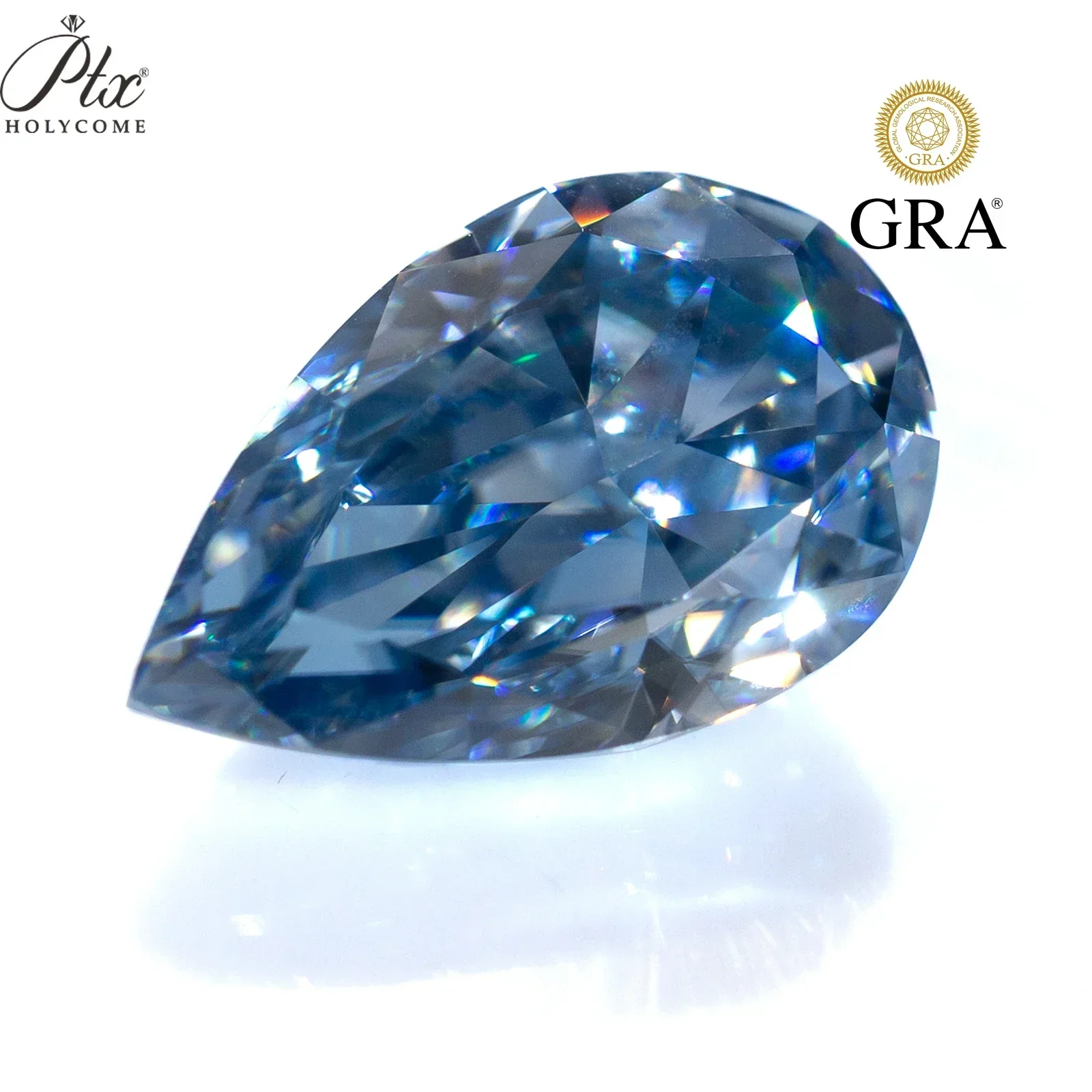 

PTX 100% Pear Shape Loose Moissanite Stones Vivid Blue Color Ice Flower Gemstones Diamond VVS Clarity Engagement Jewelry Making