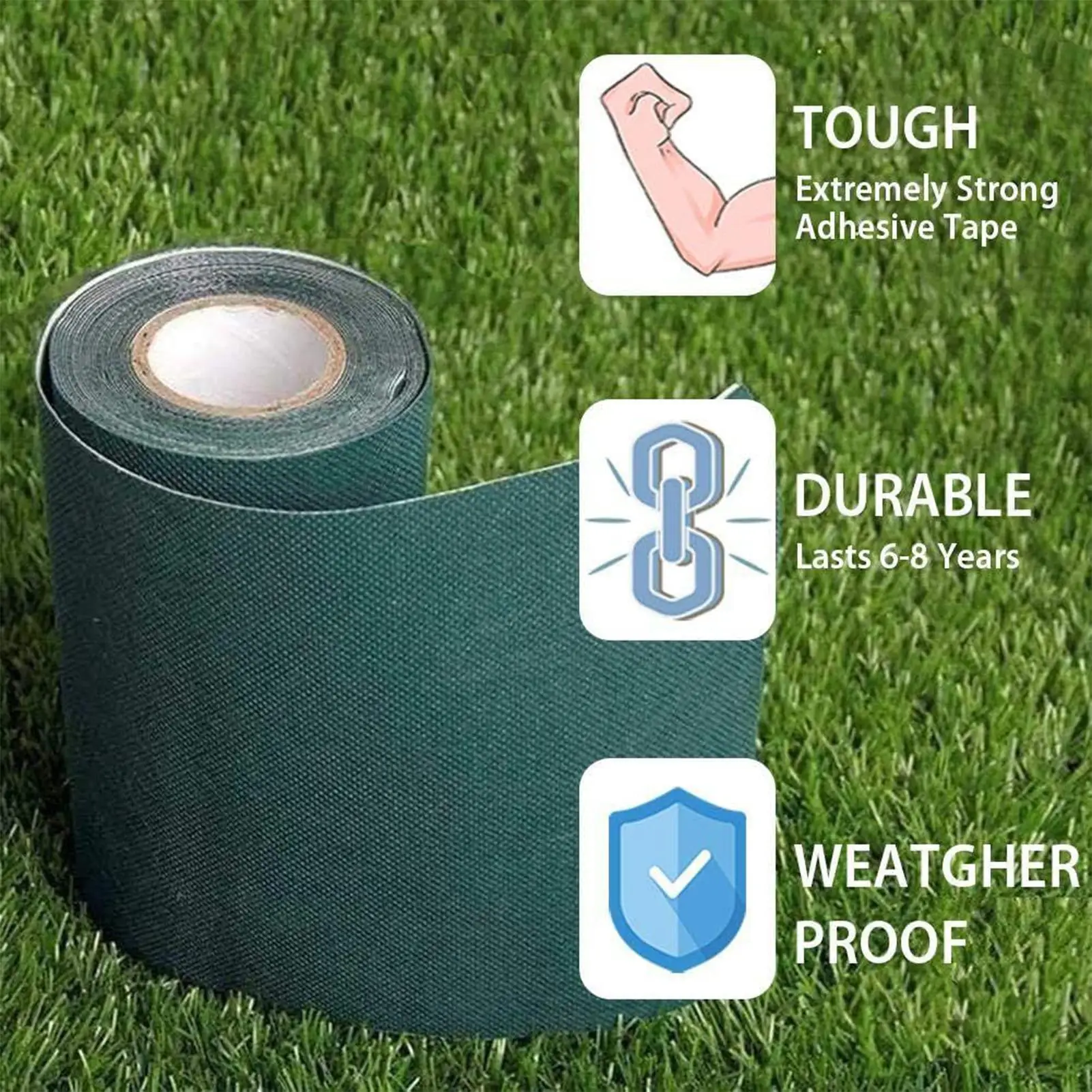 Ruban d'herbe artificielle ruban de gazon vert connexion adhésive fixe synthétique pour fixation extérieure tapis joint tapis de pelouse jardin