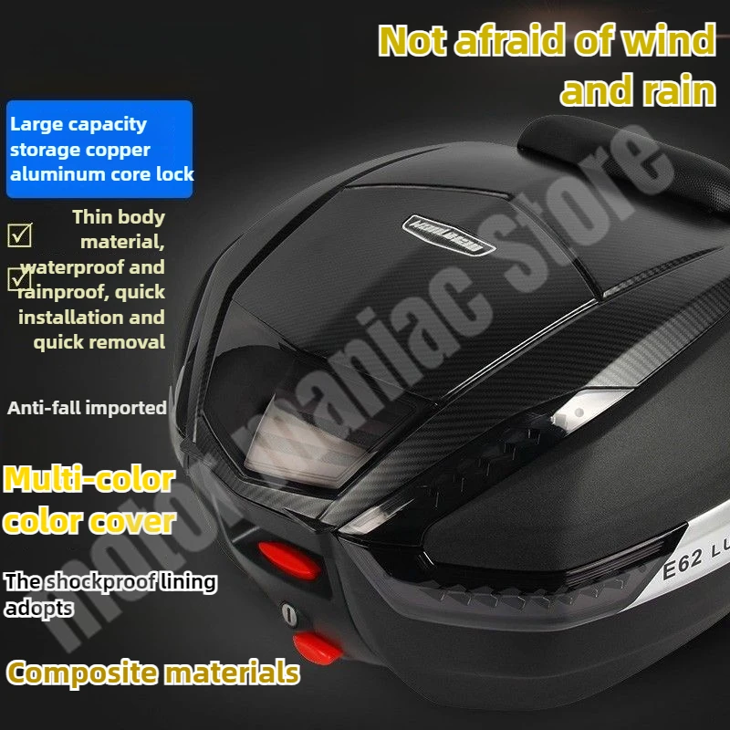

Motorcycle Tail Box E62 Tailbox Motorcycle Electric Scooter Storage Box Men's General Thickened Rear Trunk Maletero Para Moto