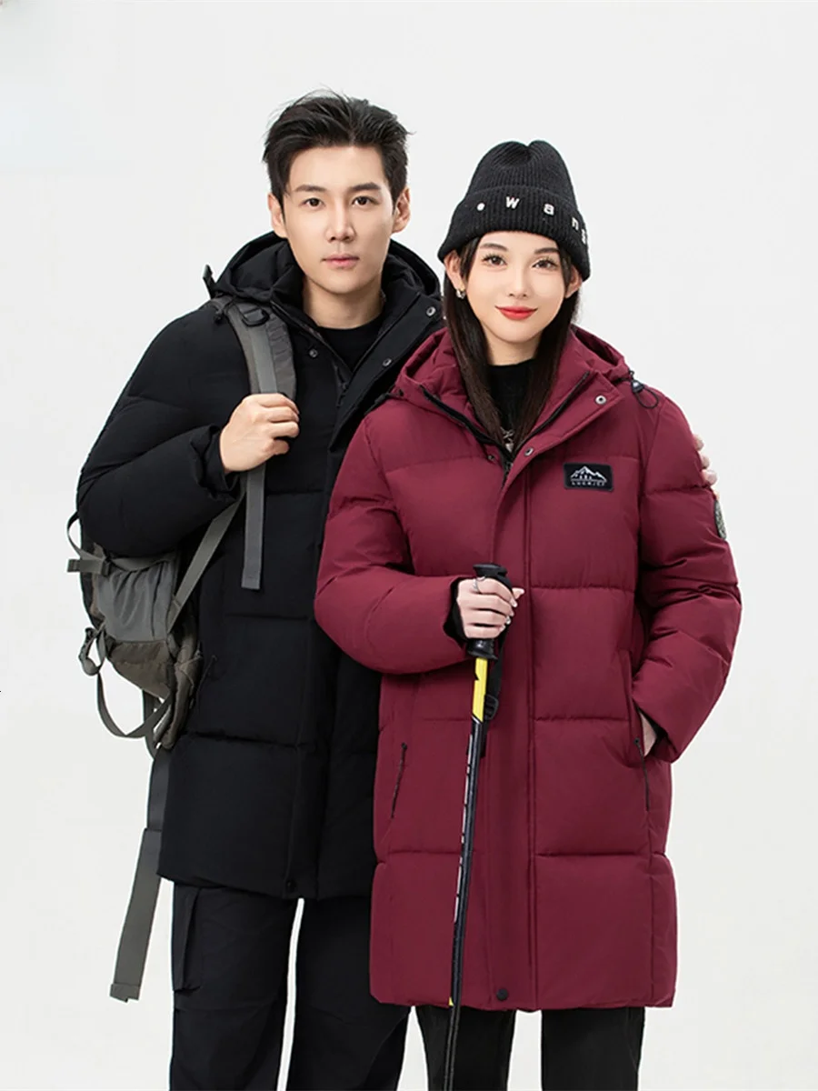 

Long Thickened Cotton Jacket for Men Winter New Style Slim Fit Hooded Casual Youth Couple Cotton Clothes Men
