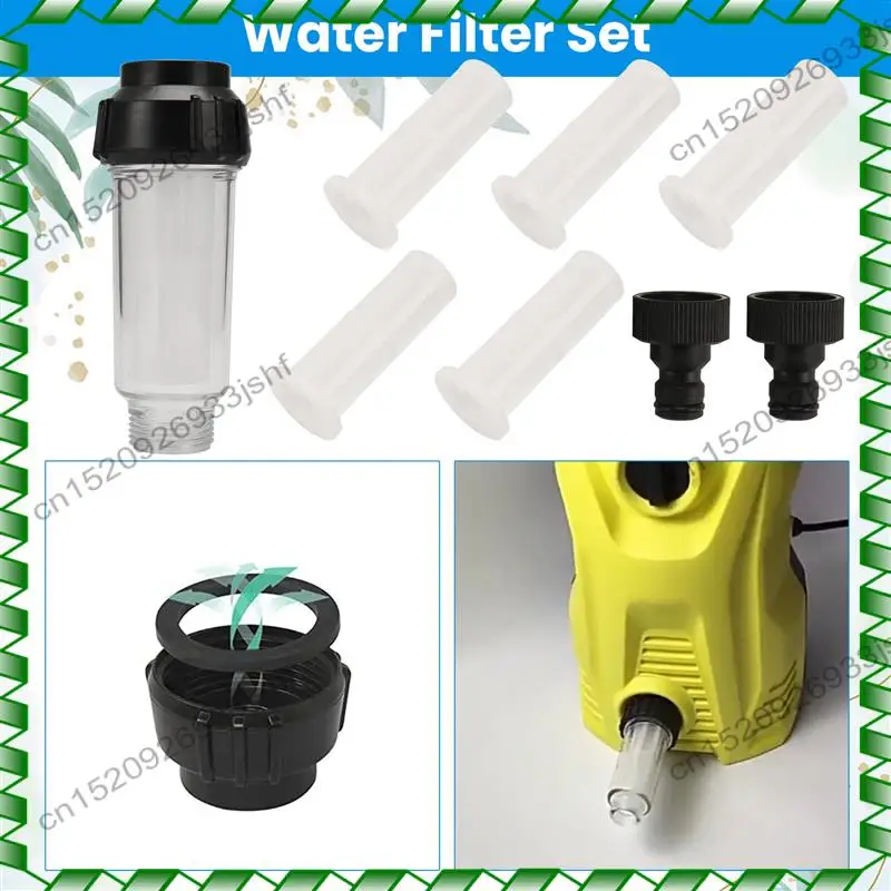 

-BOFF Water Filter Garden Hose, 3/4 Inch Water Pre-Filter Water Filter Set With 5 Filter Inserts + 2 Quick Adapters