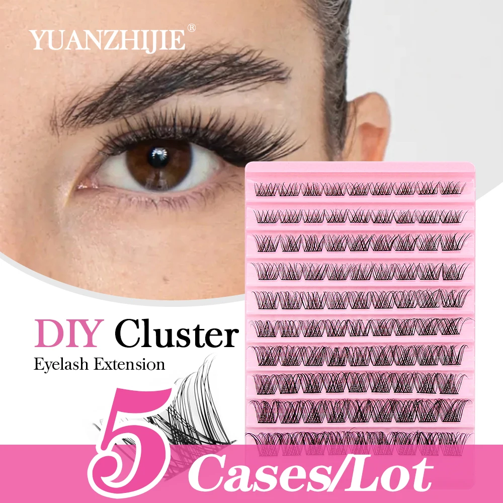 

5cases/lot YUANZHIJIE Clusters Eyelash Extensions 10 Rows of Large Capacity Russian Lashes Individual Lashes Cluster DIY at Home