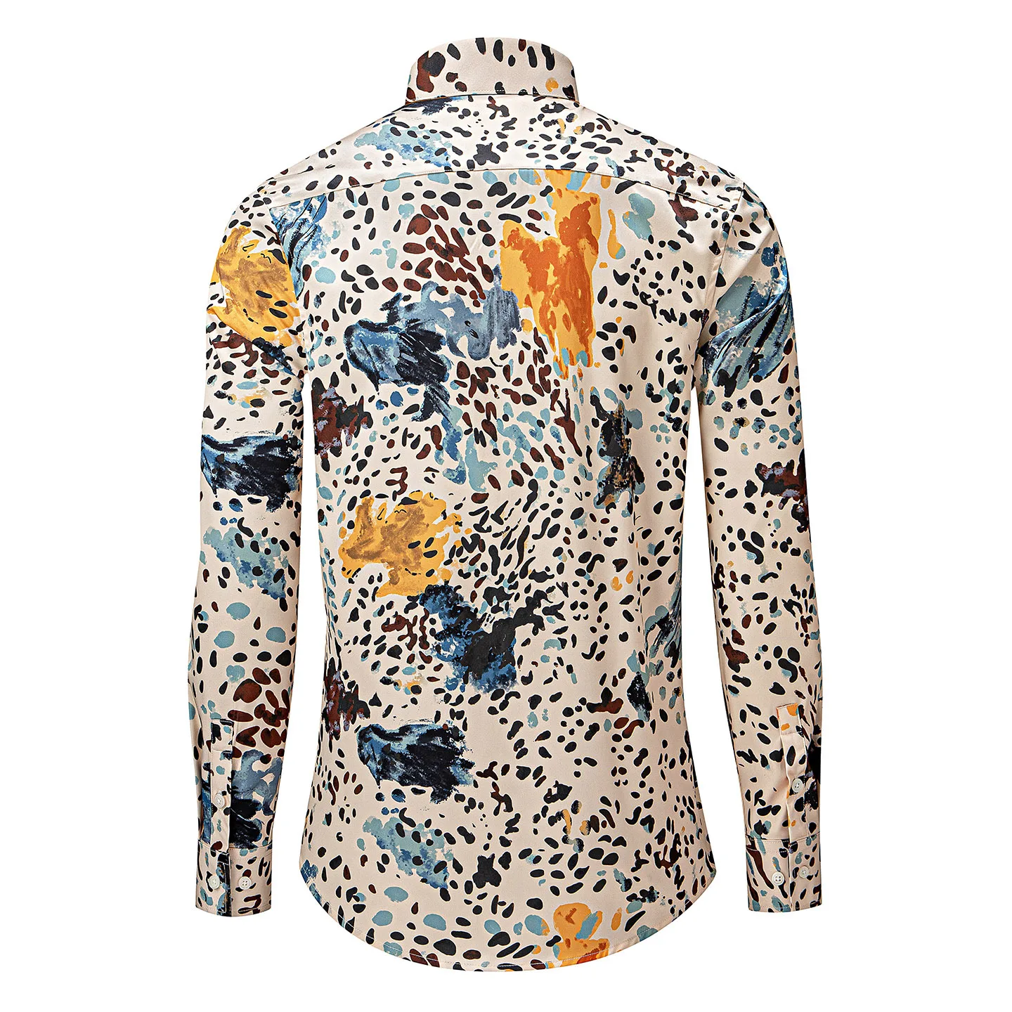 European American Graffiti Printed Long Sleeved Shirt Men Business Casual Shirt High Quality Social Party Street Wear Shirts