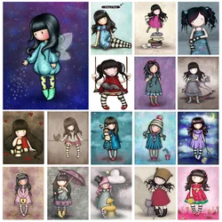 Handmade DIY cartoon cute girl diamond painting kit Santoro London Gorjuss cross stitch butterfly snow mosaic home decoration