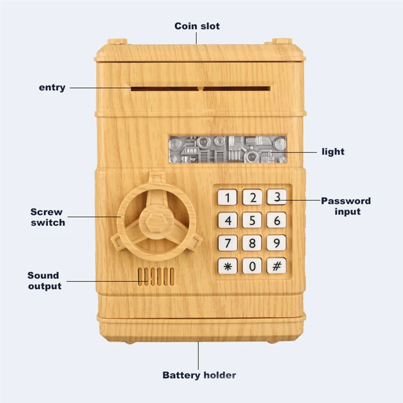 A69Z Password-Protected Mini Piggy Bank Forboys/Girls Battery-Free Safe Bank Retrieve Password Box Anti Drop Piggy Bank