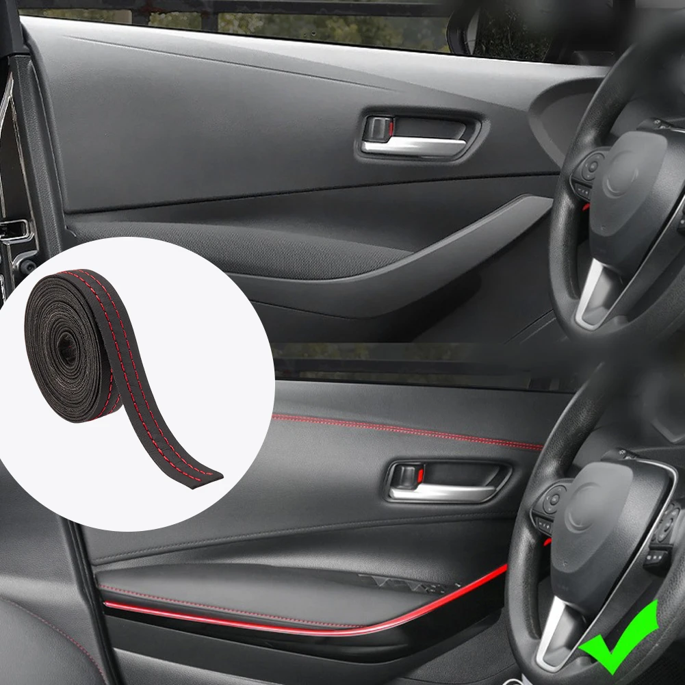 

Door Dashboard Sticker PU Leather Car Interior DIY Strips Self-Adhesive Dashboard Leather Decorative Line Car Interior Styling