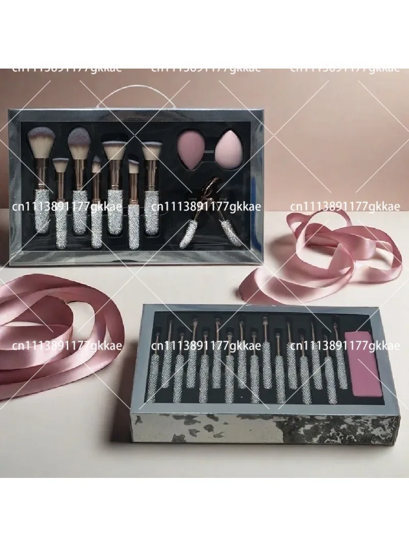 27-Piece Diamond Bling Makeup Brushes Set with Travel Case