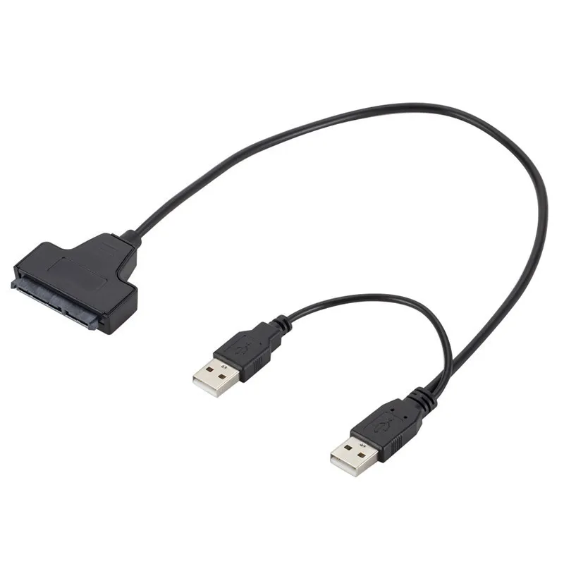 USB2.0 to SATA Auxiliary Power Supply Dual Cable Adapter USB to SATA 7+15 Pin Hard Disk Drive Cable Splitter for PC Computer