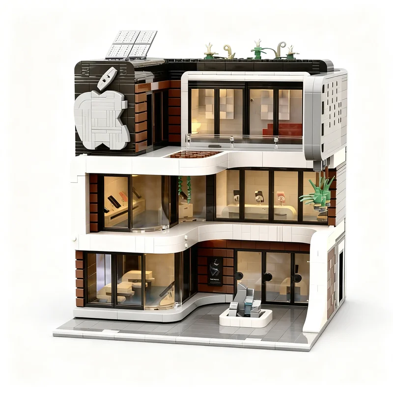 2586pcs MOC Modular Streetscape Apple Store Modular Streetscape Series Model Building Blocks Toys Architecture Christmas Gift view 2
