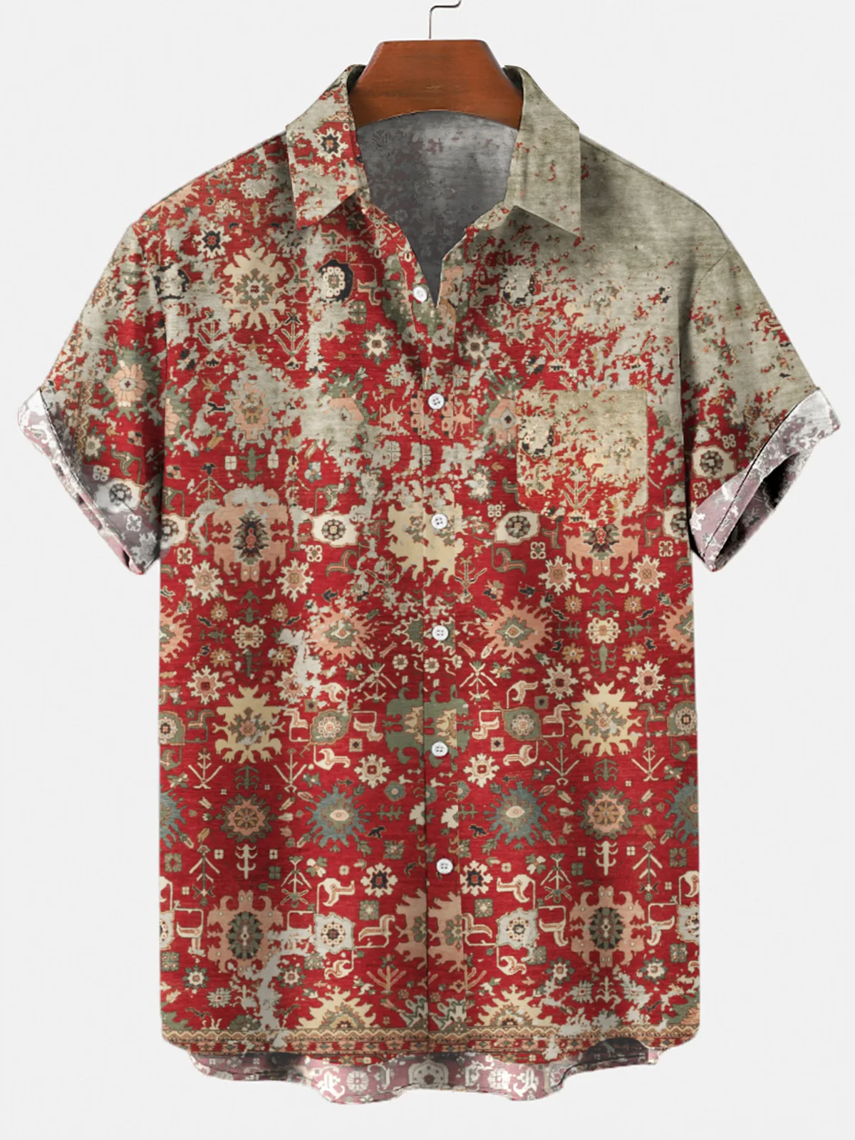 2022 Summer High Quality Creative Petal Men Shirt Hawaiian Short Sleeve Beach Shirt Plus Size 6 Size Petal Single Button Men Top