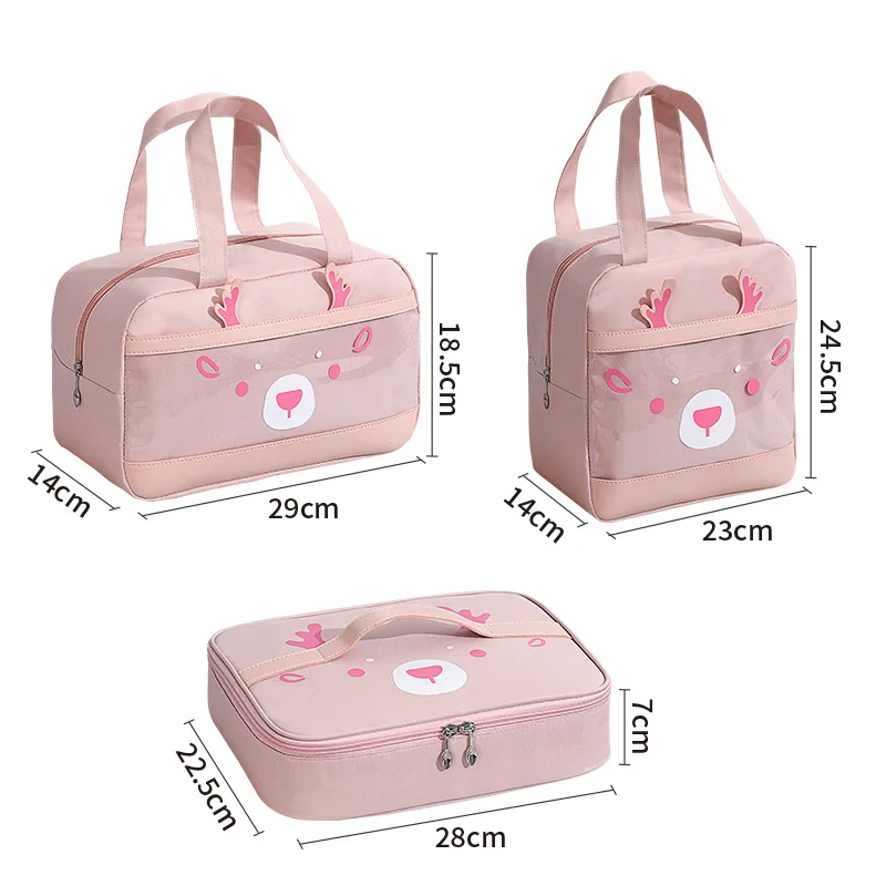 Kids Lunch Bag Thermal Bag Cartoon Lock Fresh Insulated Lunch Bag Cooler Bento Pouch Dinner Container Oxford Cloth Handbag