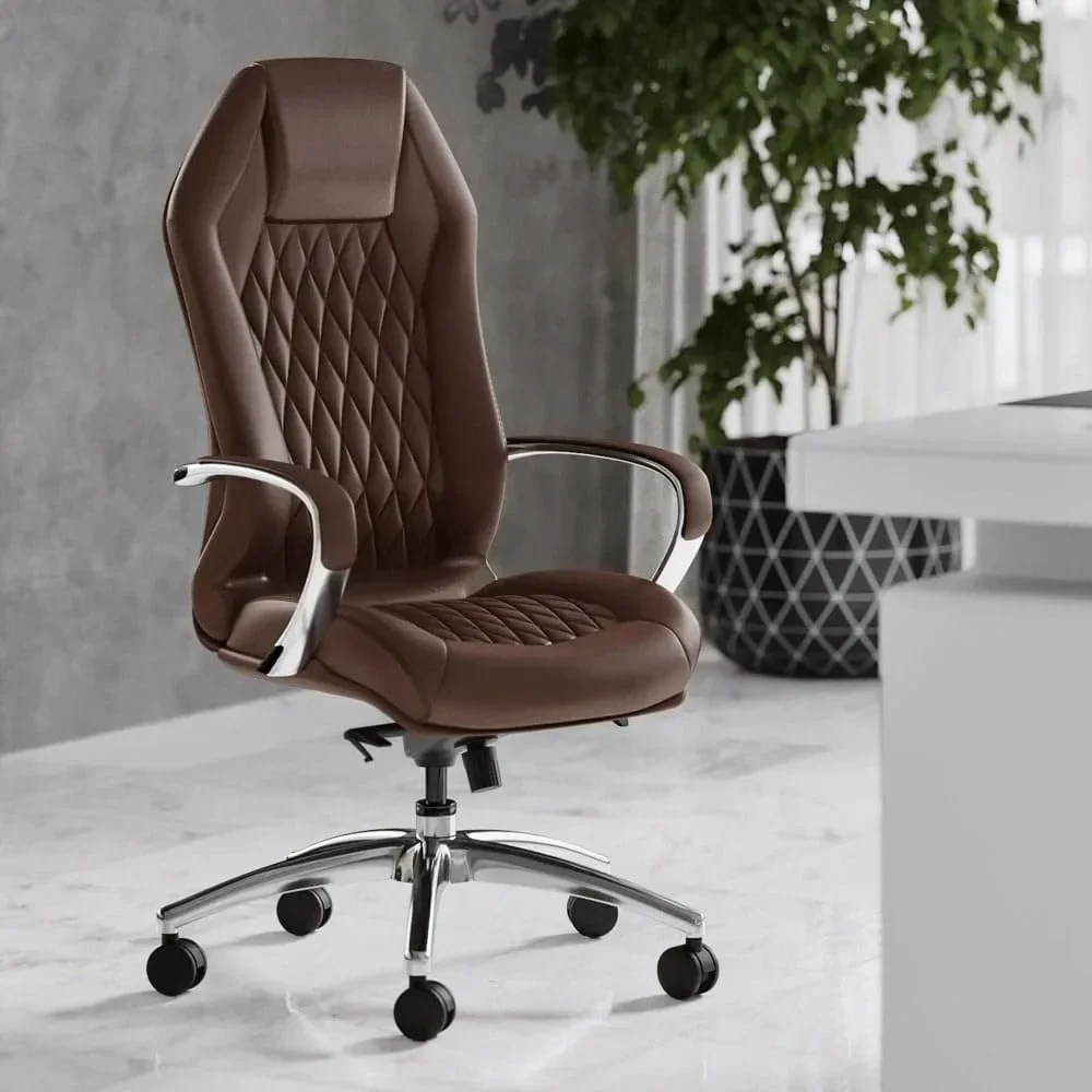 

Modern Ergonomic Sterling Genuine Leather Executive Chair with Aluminum Base