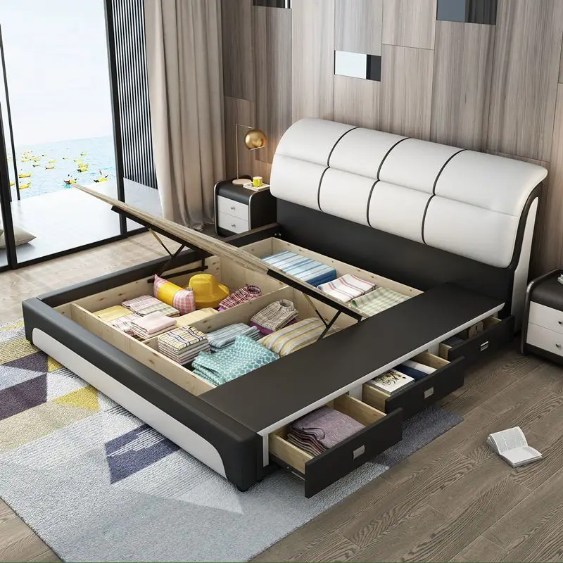 

Luxury Italian Bedroom Set Modern Large Storage King Queen Bedroom King Size Bed Queen Bed Frame with Headboard Furniture