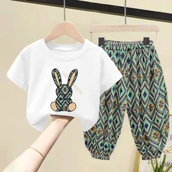 Ensemble de vêtements d'été pour garçon et fille, haut en coton imbibé, t-shirt à manches courtes, vêtements pour bébé fille, fj2 pièces