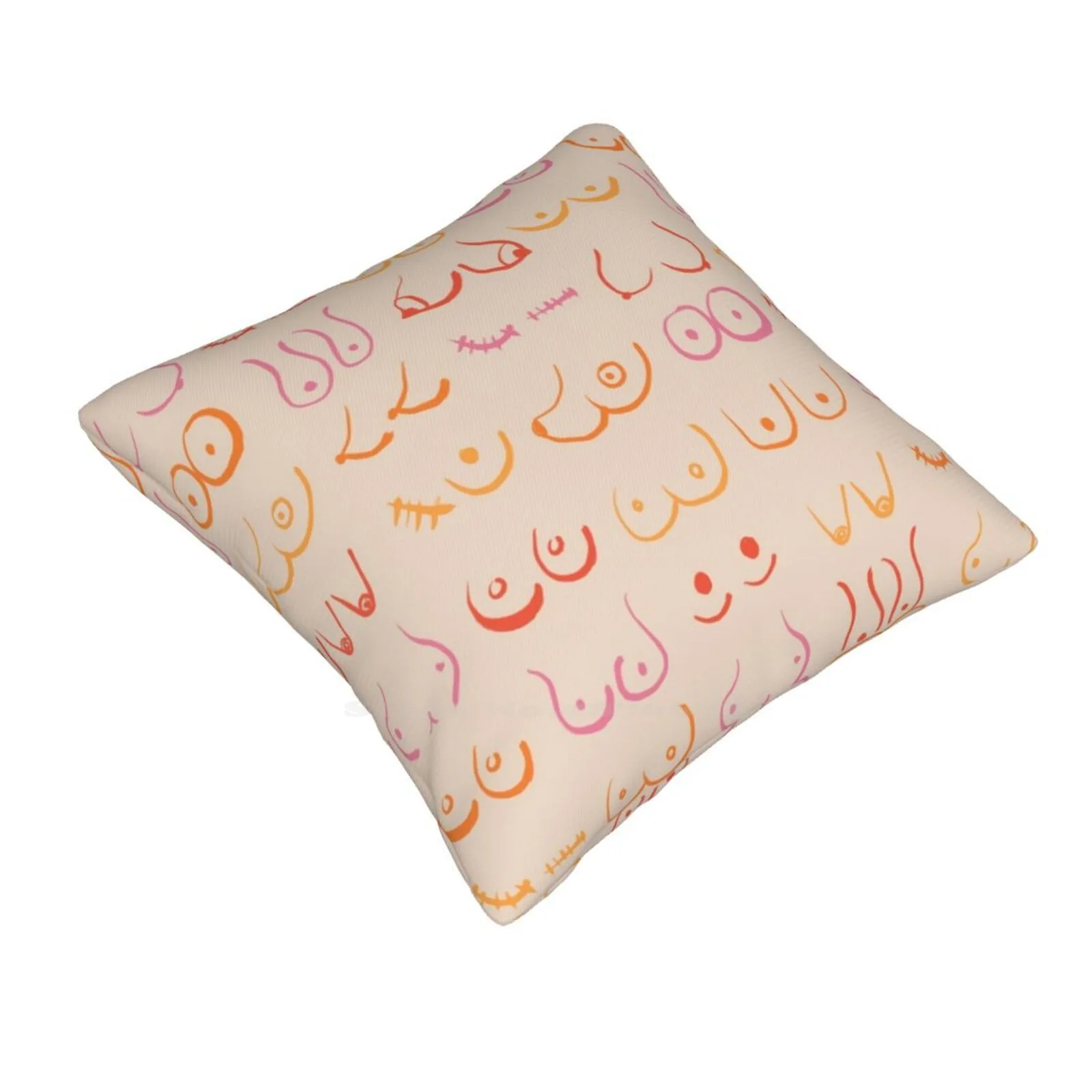 Retro Boobs Pillows Case Bedroom Home Decoration Boobs Humor Pattern Spring Woman Fight Breast Cancer Proud Pastel Aesthetics