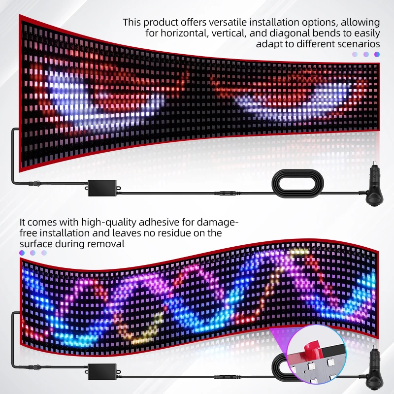 APP Remote Control Truck Devil Eye LED Pixel Panel Light 12-24V DIY Custom Text Lighting Scrolling Foldable For Board Windshield