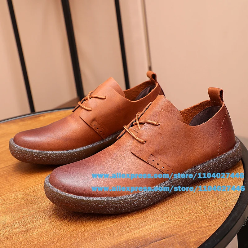 Black Leather Lace Up Shoes Men's Shoes Handmade Casual Flats Factory Direct New Men's Shoes Luxury High Quality Men's Shoes