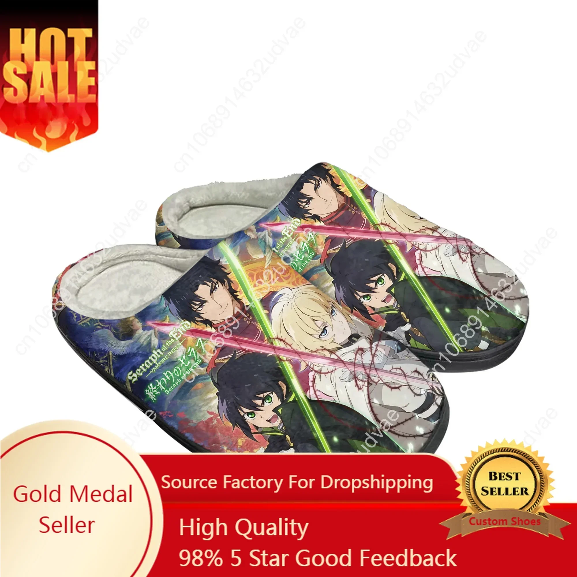 

Seraph Of The End Hyakuya Yuichiro Home Cotton Custom Slippers Mens Womens Sandals Plush Bedroom Casual Keep Warm Shoes Slipper