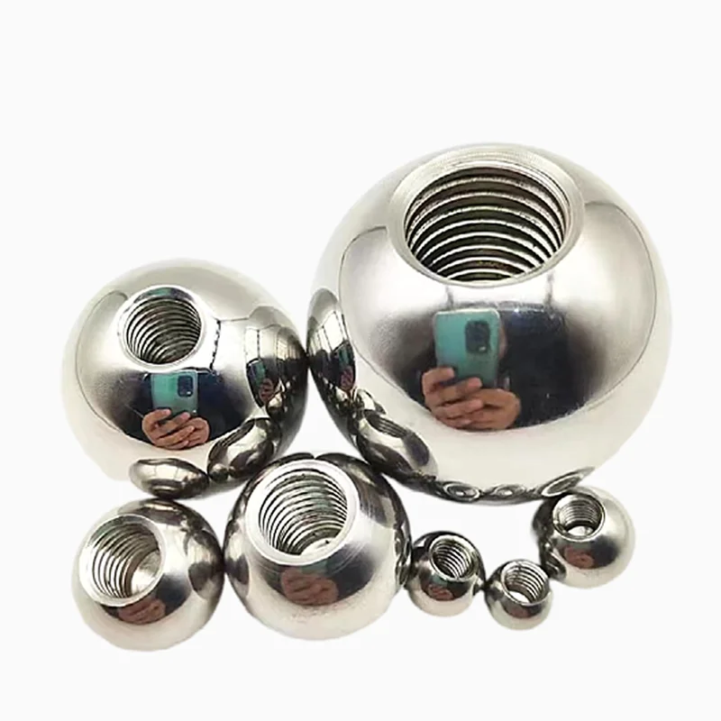 OD 5-60mm Threaded Half Hole Balls 304 Stainless Steel Drilling Ball Blind Hole Metric Female Thread M2 M2.5 M3 M4 M5 M6M8M10M12