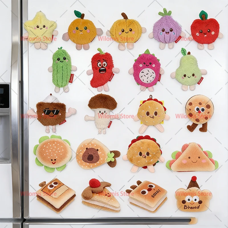 

Cute Dessert Series Plush Toy Stuffed Food Cake Cookie Milktea Apple Peach Cartoon Fr uit Plush Fridge Magnets Kid Birthday Gift