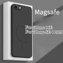 For Magsafe Magnetic Matte Phone Case For iPhone 16E SE 4 2025 Liquid Silicone Shockproof Phone Cover For iPhone 16 Pro Max