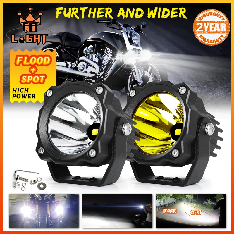 

HAOLIDE 3-дюймовый 60 Вт белый янтарно-желтый светодиодный противотуманный светильник вспомогательный светодиодный прожектор супер яркий для внедорожных грузовиков 4x4 12 В 24 В