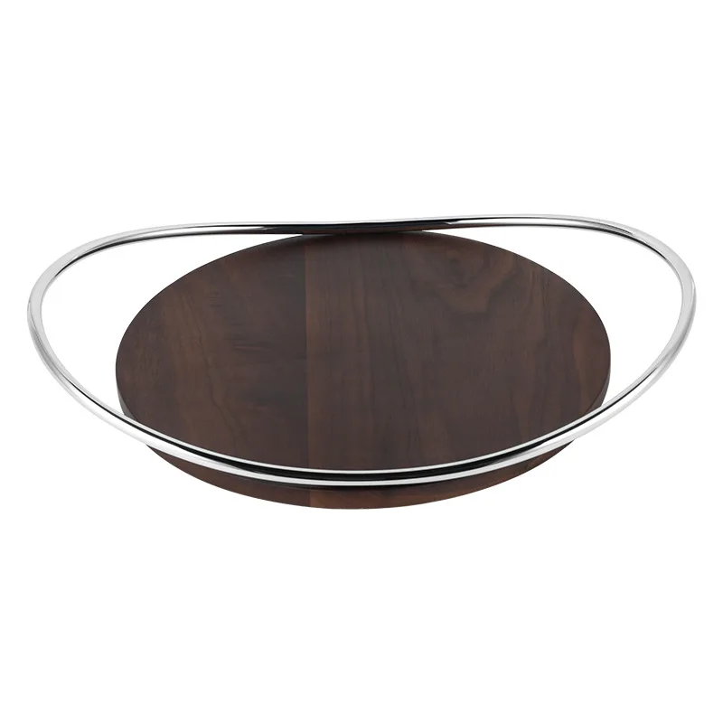 

High grade walnut tray Mobius stainless steel handicraft