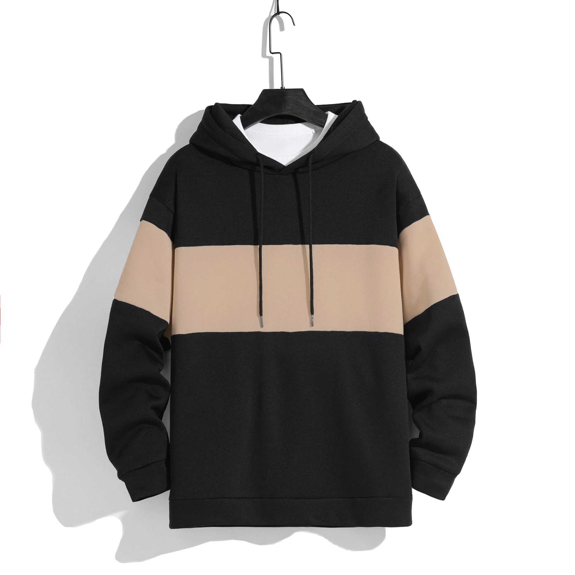 سترة بغطاء للرأس رياضية بأكمام طويلة للرجال من الصوفي الخفيف ، ألوان مرقعة #1