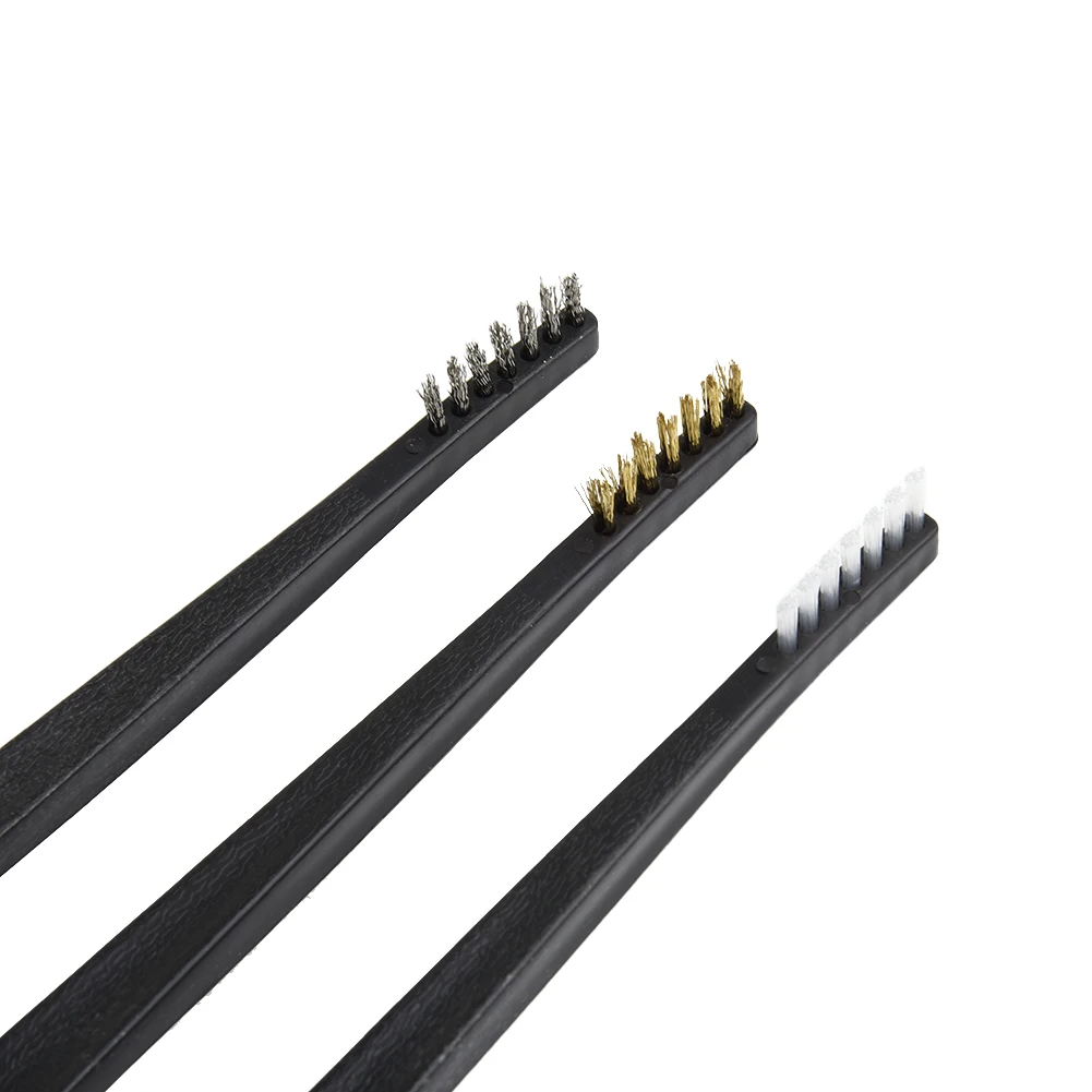 9 Pieces Wire Brush Kit with Steel Brass Nylon Bristles Designed for Metal Rust Removal Cleaning Polishing and Maintenance Tasks