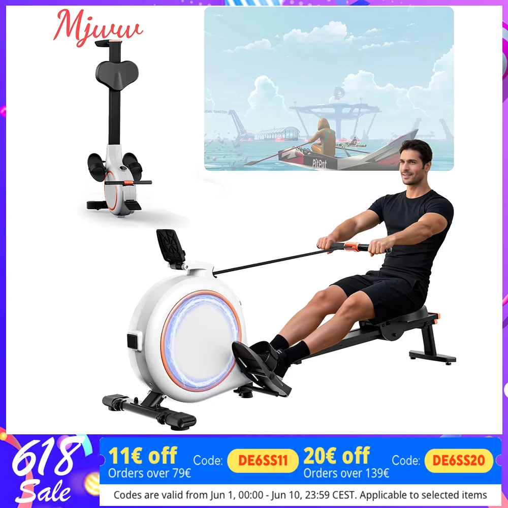 Rameur magnétique silencieux MJWW pour la maison avec 32 niveaux de résistance, application et écran LCD - Équipement de fitness facile à assembler