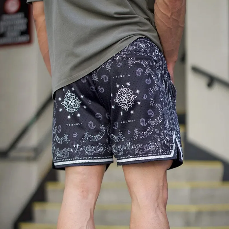 Summer new vintage cashew flower shorts men\'s and women\'s quick drying breathable running fitness sports basketball shorts