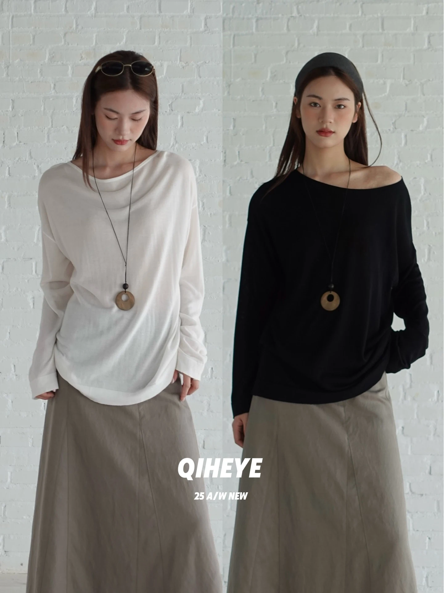 

QIHEYE женская свободная футболка Long Sve, шелковая смесь, защита от солнца, повседневный вязаный топ с круглым вырезом, белый цвет