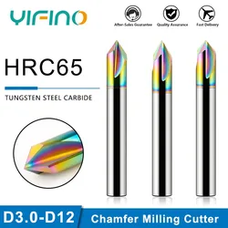 YIFINO 3-Flute Colorful Tungsten Steel Chamfer Milling Cutter 60°90°120°  Endmills CNC Mechanical Machining Cutters Tools