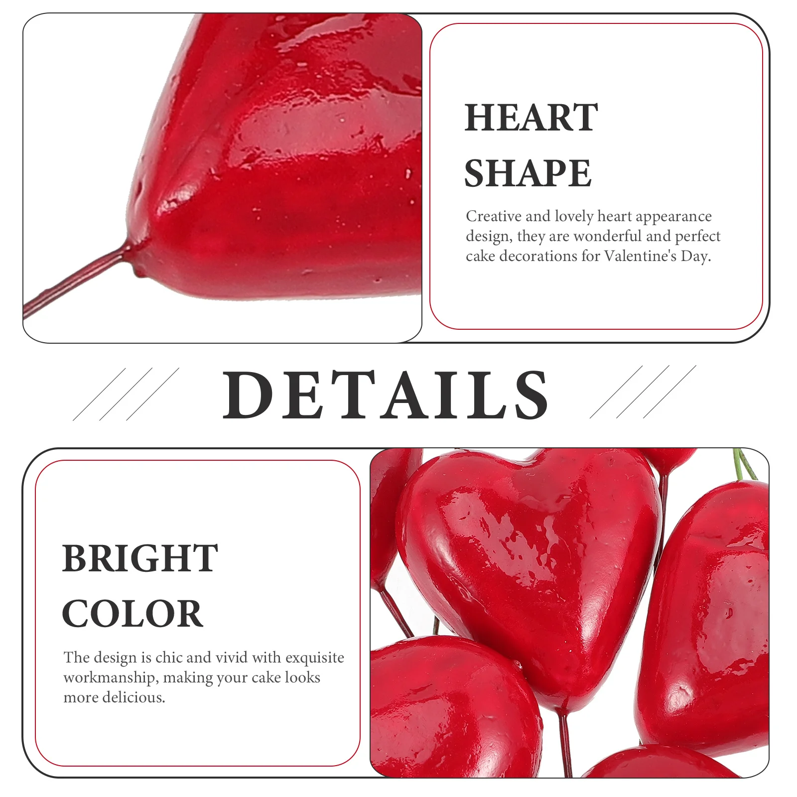 

24Pcs Red Foam Heart Cake Picks Valentine's Day Wedding Cake Decor Party Cupcake Toppers Heart Shape Dessert Decorations