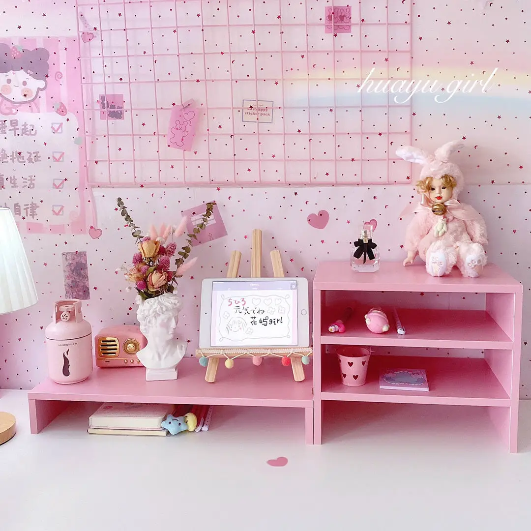 

Simple Desktop Computer Elevated Table Rack Dormitory Three-layer Storage Rack Storage Box Desk Stationery Holder Sundries Rack