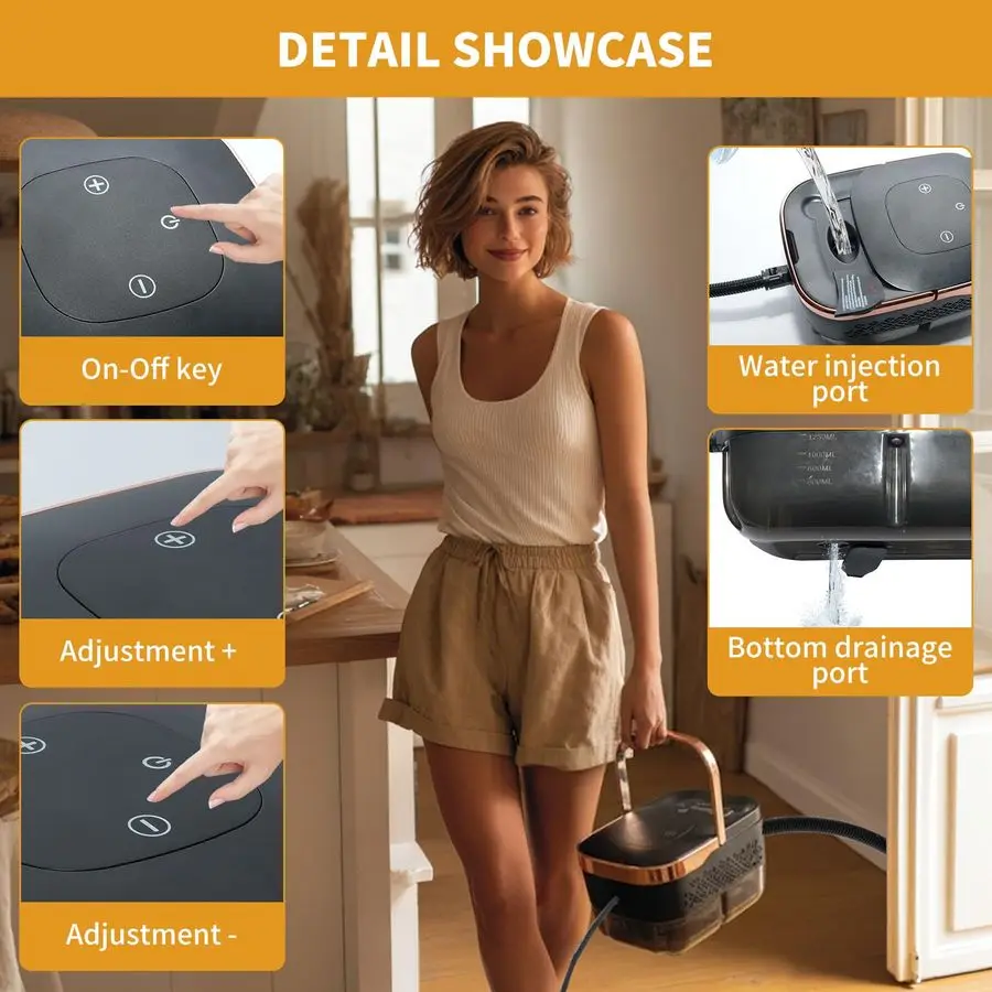 Steam Cleaner,15s HeatUp,42.27oz Tank,6Level Adjustable,2500W Portable Steamer for Cleaning with 11PCS Accessories,Steam Cleaner