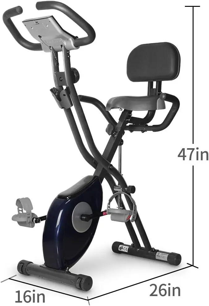 LEIKE X Bike Ultra-Quiet Folding Exercise Bike, Magnetic Upright Bicycle with Heart Rate,LCD Monitor and easy to assemble