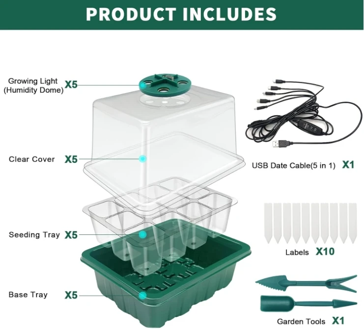 Seed Starter Tray,  Seedling Starter Trays with Timing Controller, Plant Tray for Seeds Growing Starting Plant Germination Kit